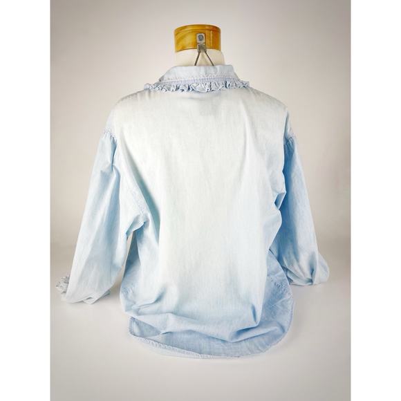 90s Womens Ralph Lauren Polo Country Denim Pleaded Button Up Shirt Western SZ 10 - Picture 6 of 14